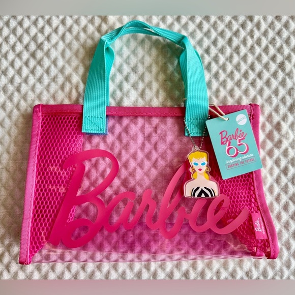 New Barbie Small Pink Tote, Lunch Bag, Purse w/ Doll Keychain - 9.5” x 6.25” - Picture 8 of 8